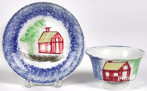 BLUE SPATTER SCHOOLHOUSE CUP AND