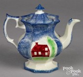 BLUE SPATTER SCHOOLHOUSE TEAPO