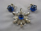 Blue Spinel & Sterling Pin & E