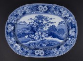 BLUE STAFFORDSHIRE "PIPING SHE