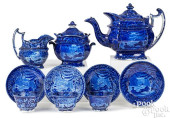 BLUE STAFFORDSHIRE TEA SERVICE