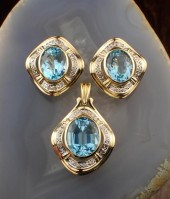BLUE TOPAZ AND DIAMOND PENDANT
