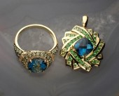 BLUE TOPAZ AND YELLOW GOLD RIN