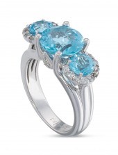 BLUE TOPAZ, DIAMOND AND 18KT W