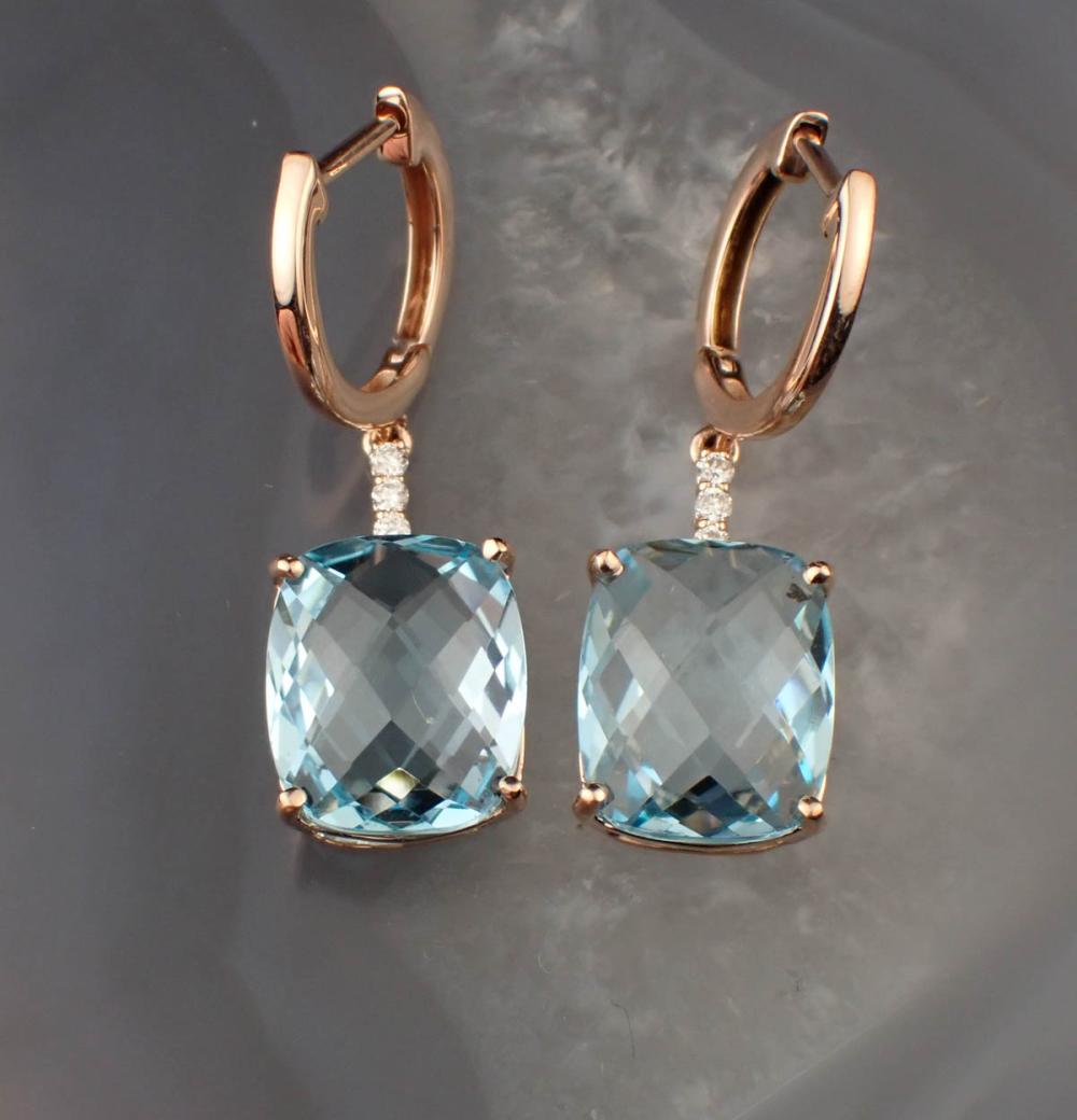 BLUE TOPAZ, DIAMOND AND GOLD
