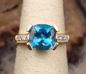 BLUE TOPAZ, DIAMOND AND GOLD R