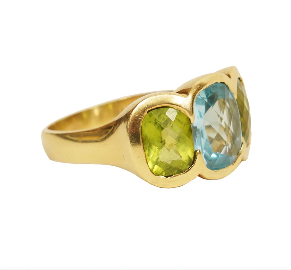 BLUE TOPAZ & PERIDOT 18KT YG