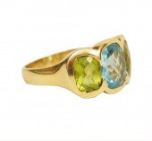 BLUE TOPAZ & PERIDOT 18KT YG R