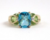 BLUE TOPAZ, PERIDOT AND DIAMON
