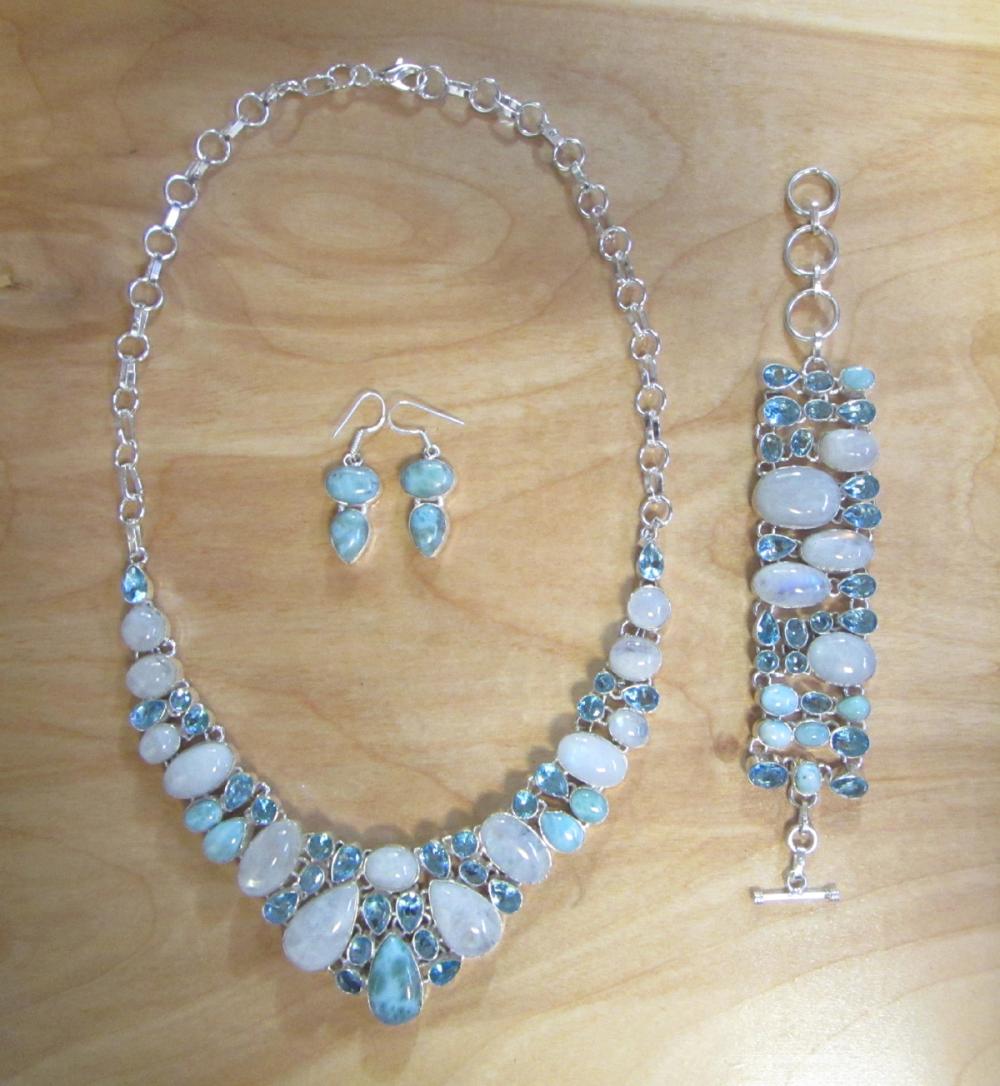 BLUE TOPAZ, RAINBOW MOONSTONE AND