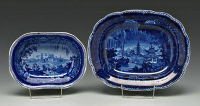 Blue transfer bowl and platter: