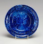 Blue transfer shallow bowl, ri
