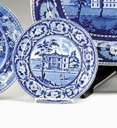     	blue transferware luncheo