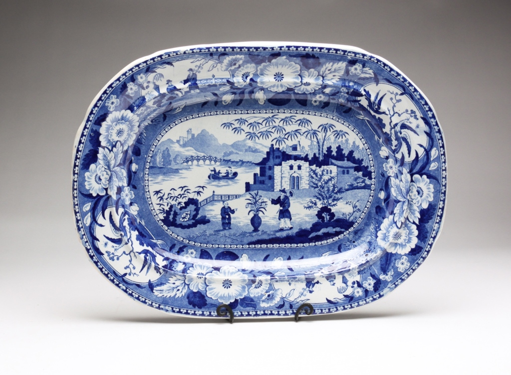 BLUE TRANSFERWARE PLATTER. England,