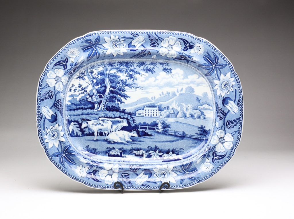 BLUE TRANSFERWARE PLATTER. England,