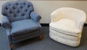 BLUE UPHOLSTERED LOUNGE CHAIR