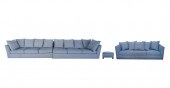 BLUE-UPHOLSTERED SECTIONAL SOF