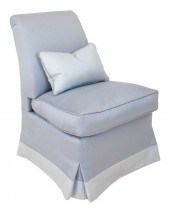 BLUE UPHOLSTERED SKIRTED SIDE