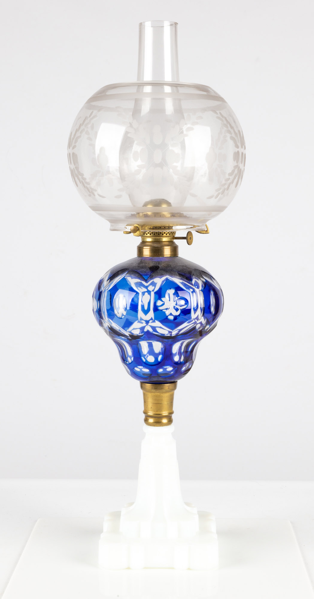 BLUE "WASHINGTON" OIL LAMP circa