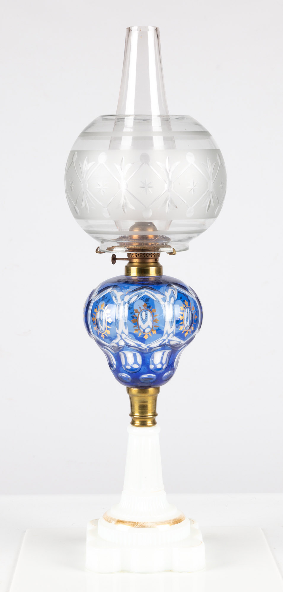 BLUE "WASHINGTON" OIL LAMP circa