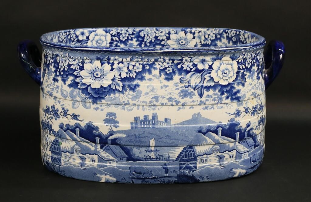 BLUE & WHITE IRONSTONE FOOTBATHBlue