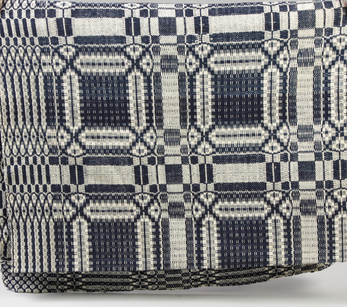 Blue & White Overshot Coverlet A
