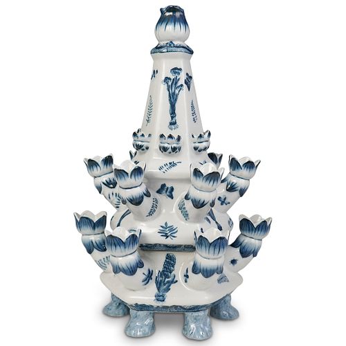 BLUE & WHITE PORCELAIN TULIPIERE