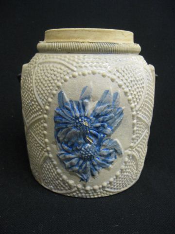 Blue & White Stoneware Jar metal