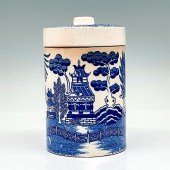 BLUE WILLOW CERAMIC LIDDED TEA