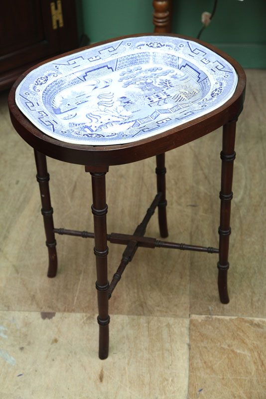 BLUE WILLOW CHINA PLATTER ON