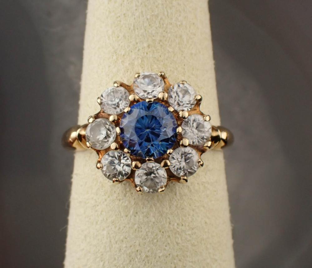 BLUE ZIRCON AND FOURTEEN KARAT GOLD