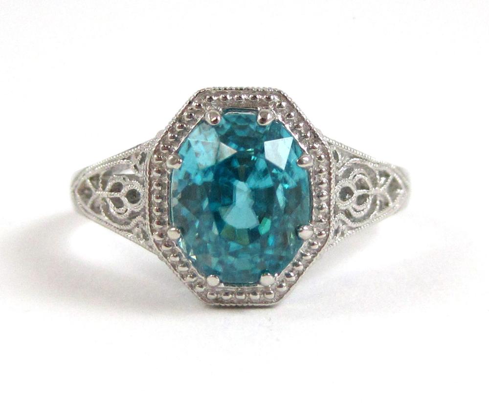 BLUE ZIRCON AND PLATINUM FILIGREE