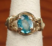 BLUE ZIRCON AND YELLOW GOLD RI