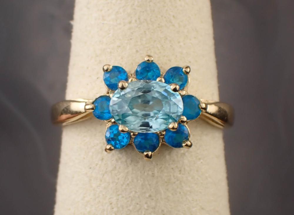 BLUE ZIRCON, BLUE TOPAZ AND GOLD