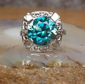 BLUE ZIRCON, DIAMOND AND 18K G