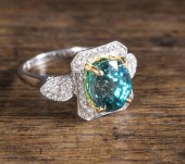 BLUE ZIRCON, DIAMOND AND FOURT