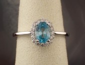 BLUE ZIRCON, DIAMOND HALO AND