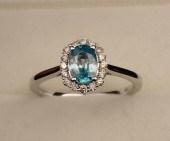 BLUE ZIRCON, DIAMOND HALO AND