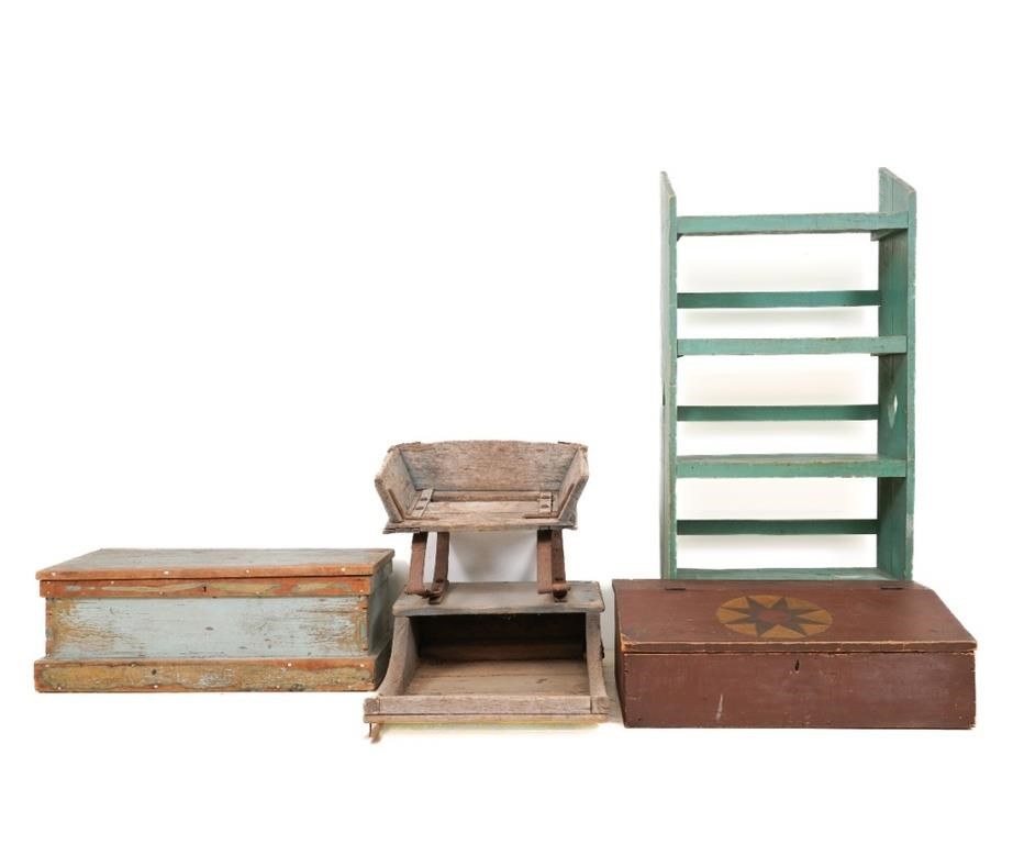 Blue/green bucket bench, blue