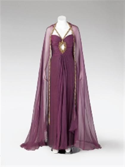Bob Mackie purple draped silk