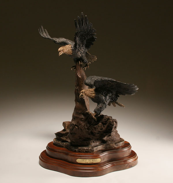 Bob Parks bronze eagle sculpture;