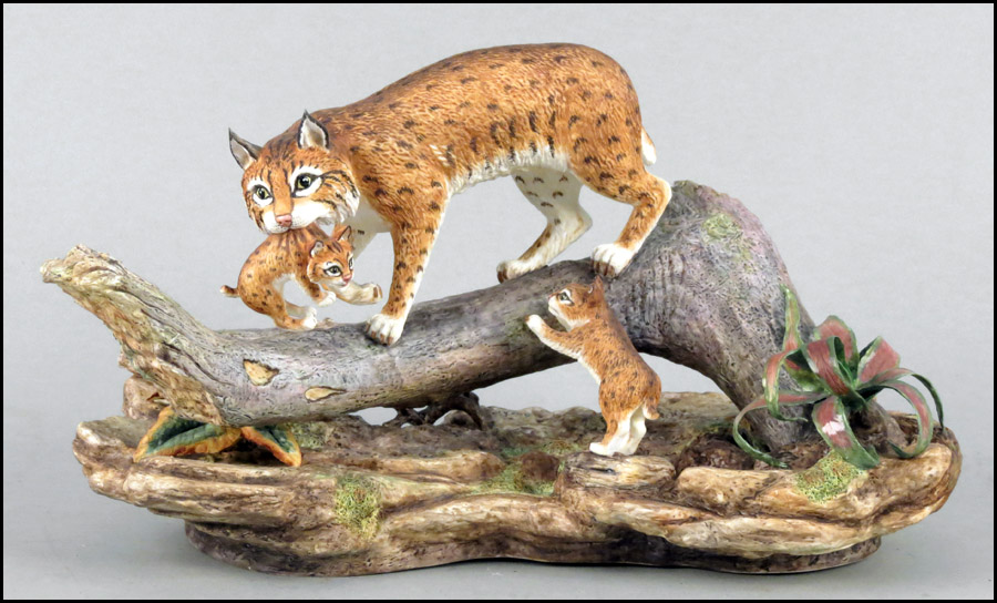 BOEHM BISQUE PORCELAIN LYNX WITH