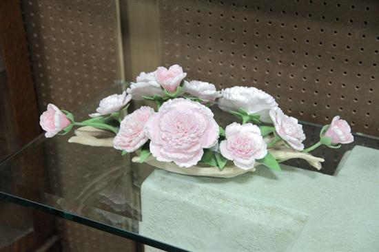 BOEHM PINK PEONY CENTERPIECE.