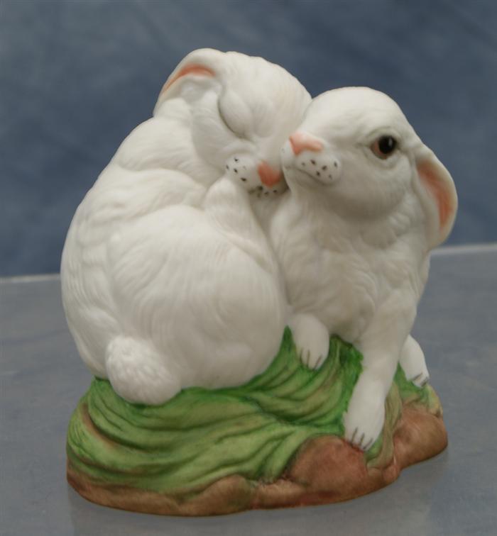 Boehm Rabbit snuggling, 3 1/4"