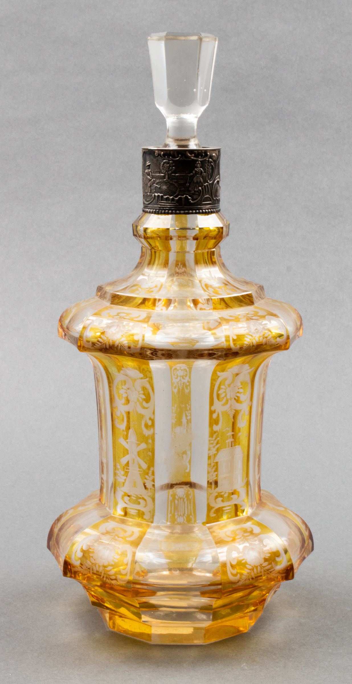BOHEMIAN AMBER FLASH GLASS DECANTER