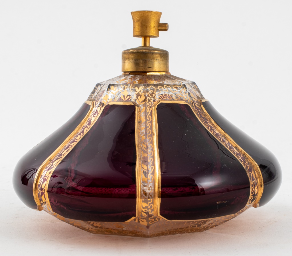BOHEMIAN AMETHYST CUT GLASS PERFUME