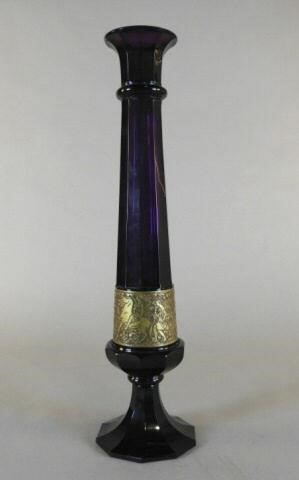 BOHEMIAN AMETHYST GLASS VASE,