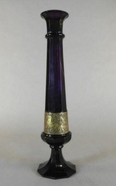 BOHEMIAN AMETHYST GLASS VASE,