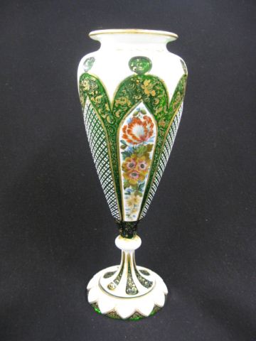 Bohemian Art Glass Vase white cut