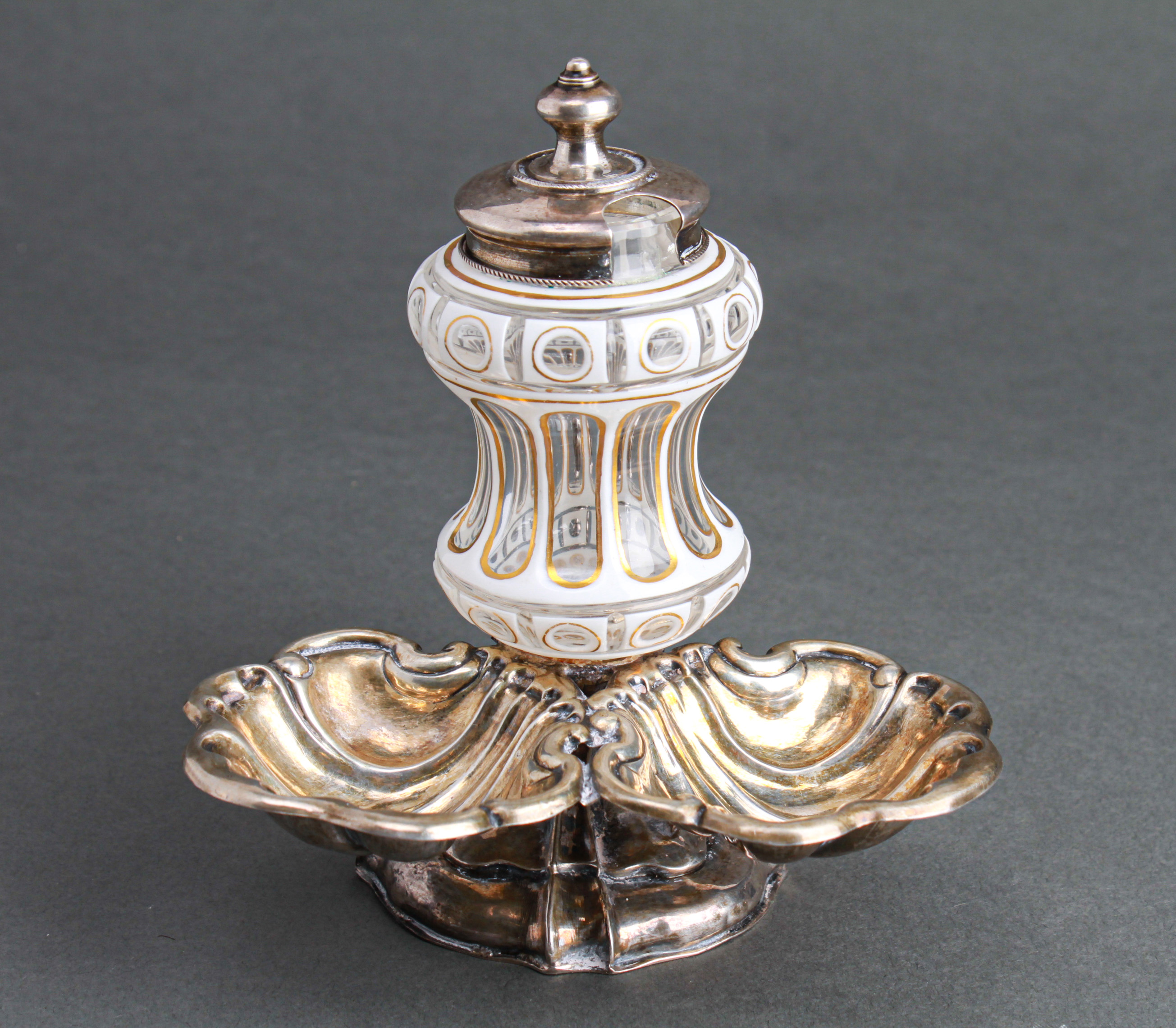 BOHEMIAN CASED GLASS & SILVER-PLATE